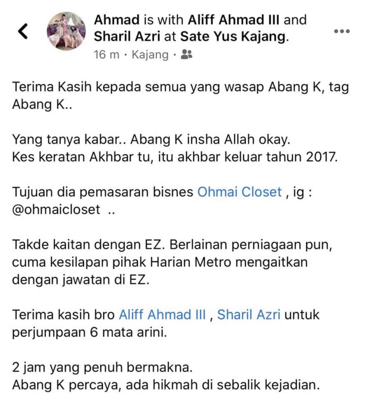 AKU, Sharil Azri, Ahmad DAN EZ QURBAN.. BILA AKU MENULIS..